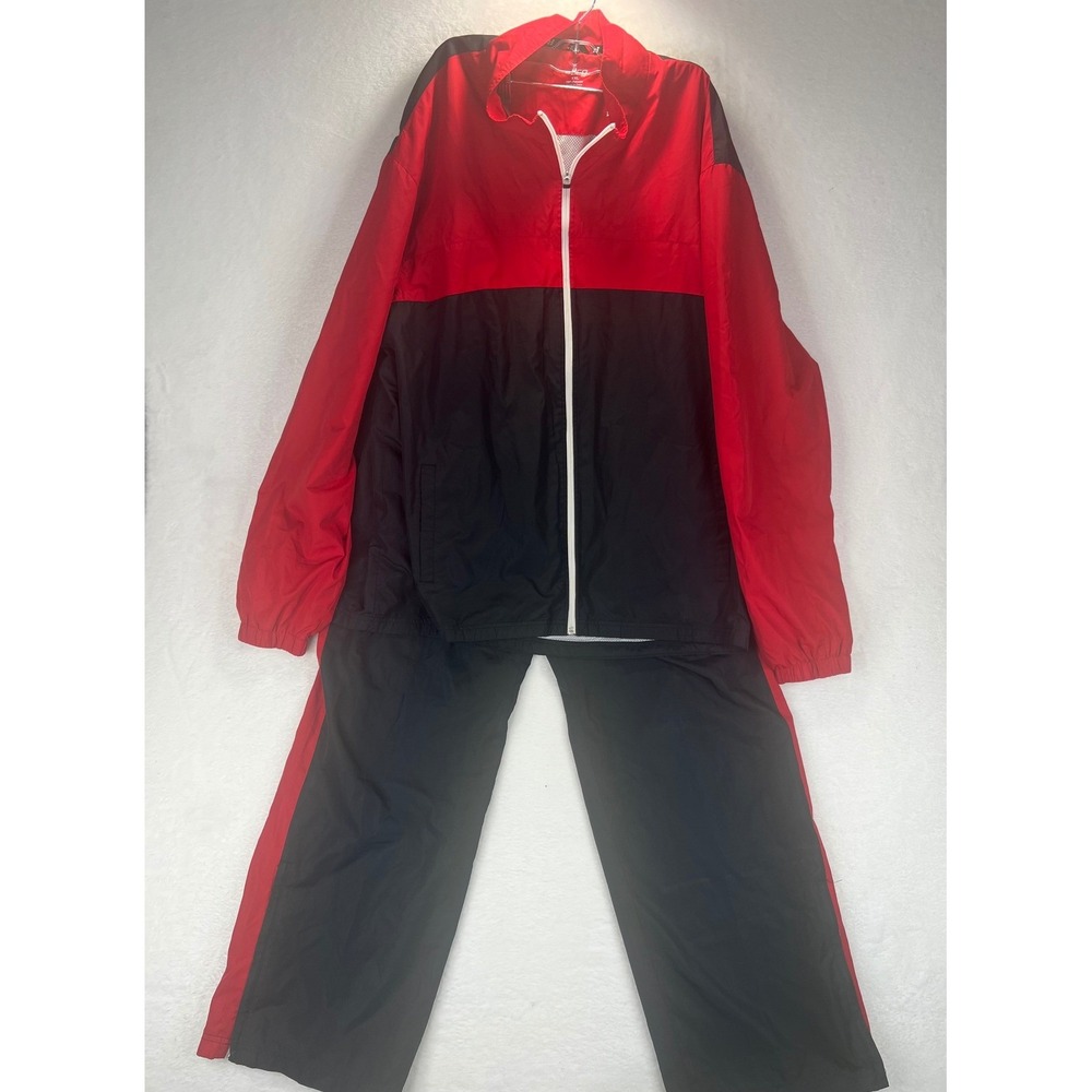 BCG Men's Tracksuit Set Red Black Jacket‎ Pants XXL Polyester Activewear